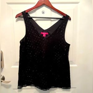 Lily Pulitzer Florin silk V-neck tank black sz M